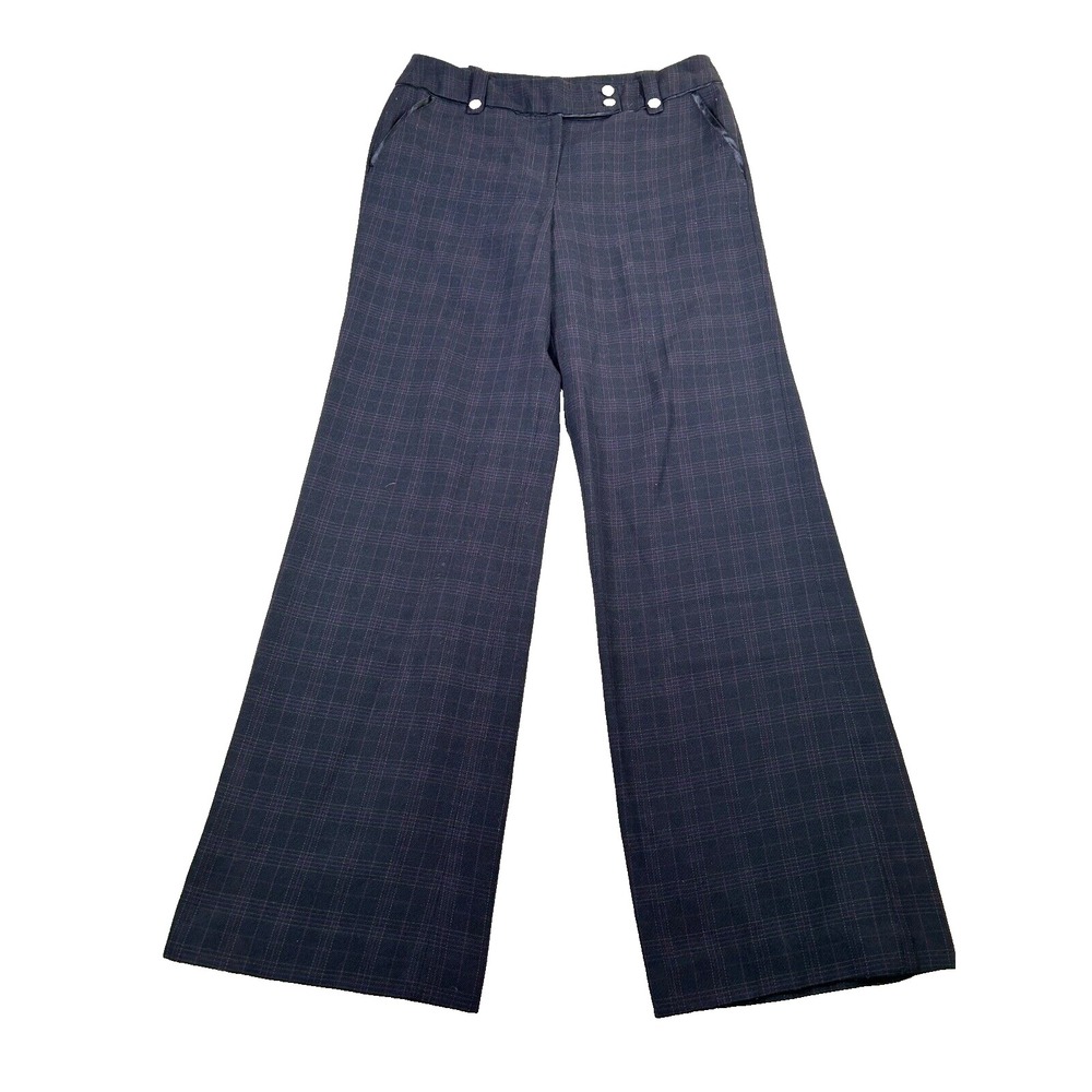 Dress Barn Womens Size 6 Black Plaid Dress Pants Corporate Goth Nautical Preppy‎